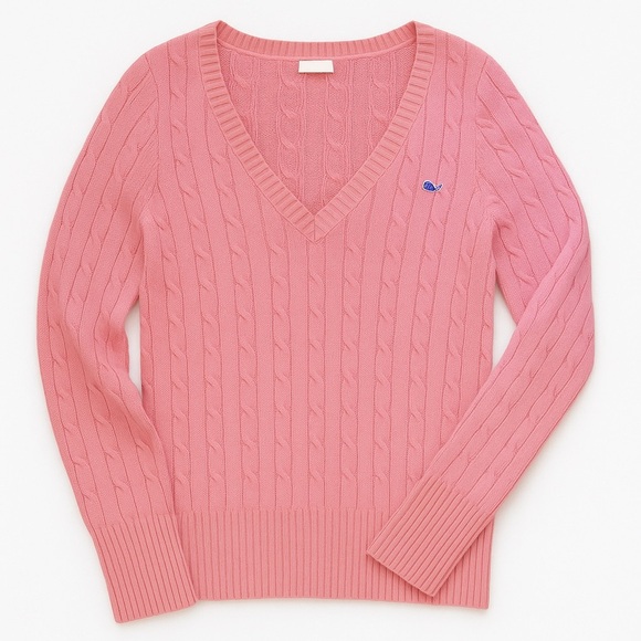 Old Navy Pink Cable Knit V-Neck Sweater - Picture 1 of 4